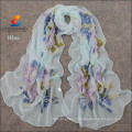 Lingshang new style spring and autumn fashion shawl women flower leaves pattern scarves chiffon silk scarf pashmina wholesale